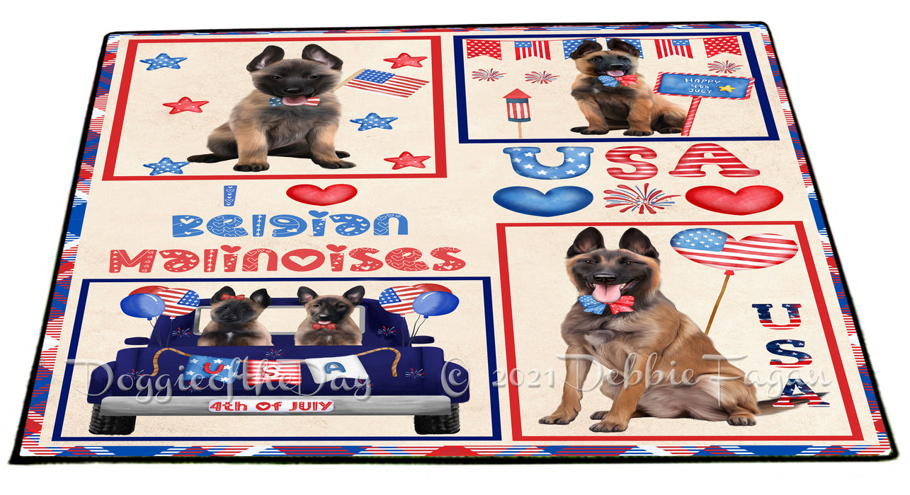 4th of July Independence Day I Love USA Belgian Malinois Dogs Floormat FLMS56113 Floormat FLMS56113