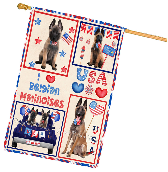 4th of July Independence Day I Love USA Belgian Malinois Dogs House flag FLG66925