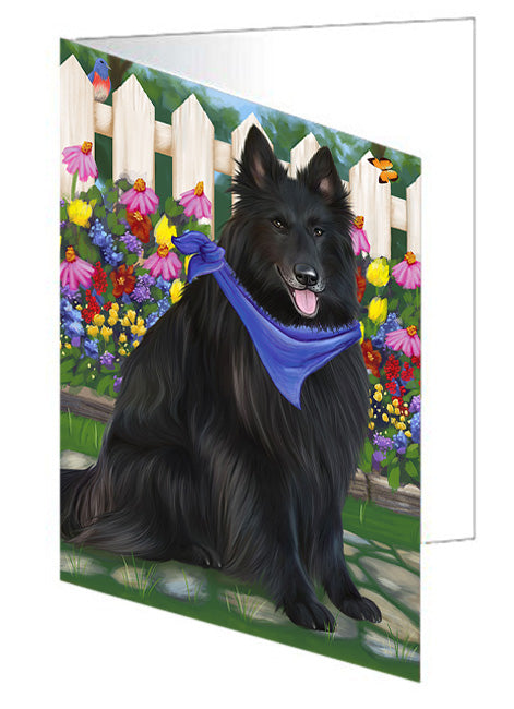 Spring Floral Belgian Shepherd Dog Handmade Artwork Assorted Pets Greeting Cards and Note Cards with Envelopes for All Occasions and Holiday Seasons GCD53390