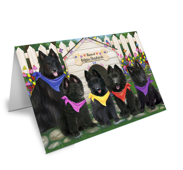 Spring Floral Belgian Shepherd Dog Handmade Artwork Assorted Pets Greeting Cards and Note Cards with Envelopes for All Occasions and Holiday Seasons GCD53384