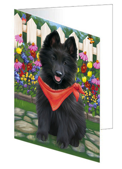 Spring Dog House Belgian Shepherds Dog Handmade Artwork Assorted Pets Greeting Cards and Note Cards with Envelopes for All Occasions and Holiday Seasons GCD53387