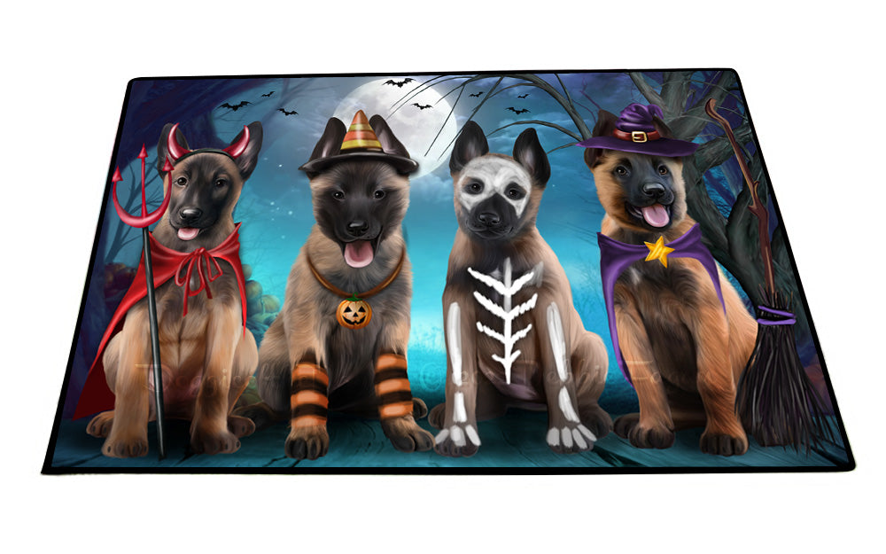 Happy Halloween Trick or Treat Belgian Malinois Dogs Floor Mat- Anti-Slip Pet Door Mat Indoor Outdoor Front Rug Mats for Home Outside Entrance Pets Portrait Unique Rug Washable Premium Quality Mat