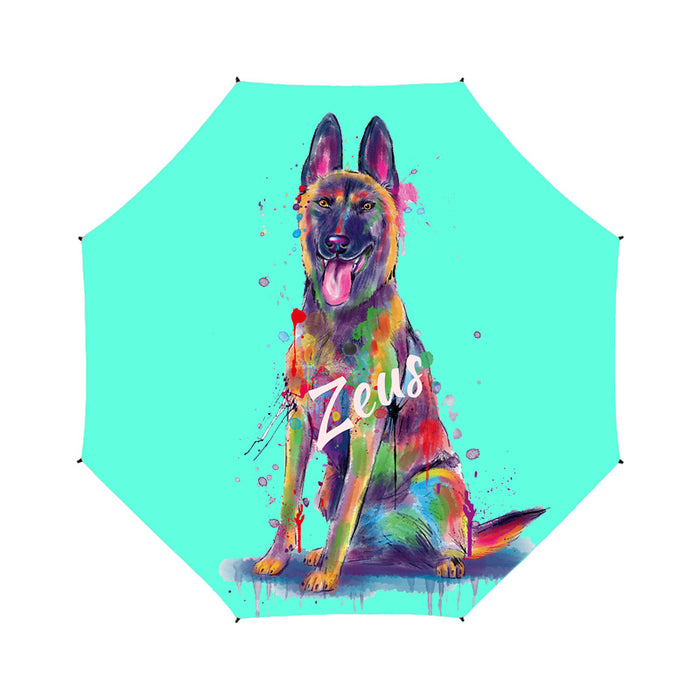 Custom Pet Name Personalized Watercolor Belgian Malinoi DogSemi-Automatic Foldable Umbrella