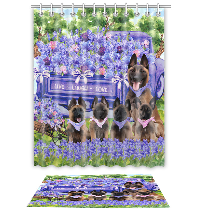 Belgian Malinois Shower Curtain & Bath Mat Set, Custom, Explore a Variety of Designs, Personalized, Curtains with hooks and Rug Bathroom Decor, Halloween Gift for Dog Lovers