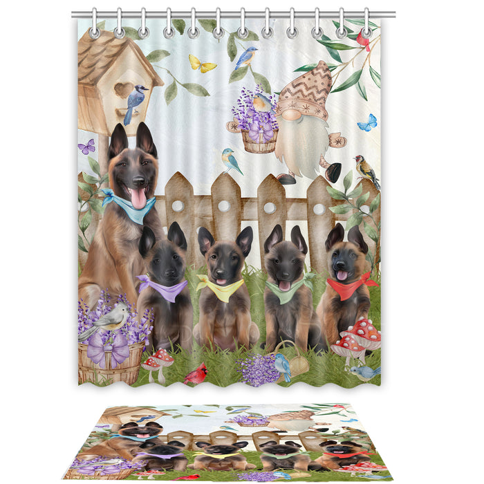 Belgian Malinois Shower Curtain & Bath Mat Set, Bathroom Decor Curtains with hooks and Rug, Explore a Variety of Designs, Personalized, Custom, Dog Lover's Gifts