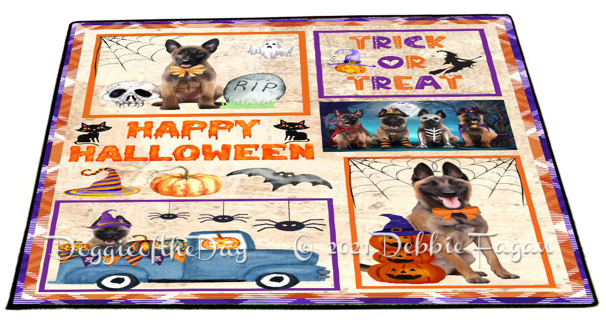 Happy Halloween Trick or Treat Belgian Malinois Dogs Indoor/Outdoor Welcome Floormat - Premium Quality Washable Anti-Slip Doormat Rug FLMS58000