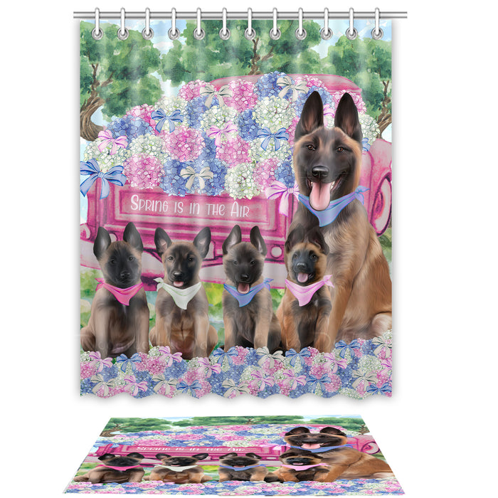 Belgian Malinois Shower Curtain with Bath Mat Combo: Curtains with hooks and Rug Set Bathroom Decor, Custom, Explore a Variety of Designs, Personalized, Pet Gift for Dog Lovers