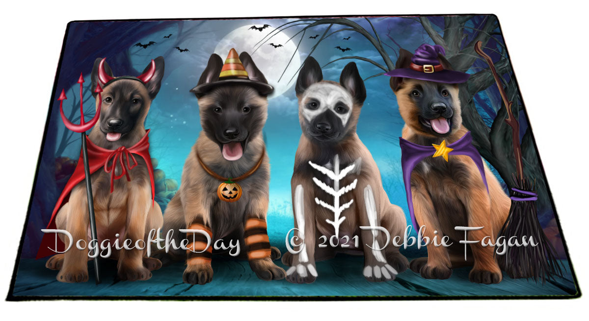 Happy Halloween Trick or Treat Belgian Malinois Dogs Indoor/Outdoor Welcome Floormat - Premium Quality Washable Anti-Slip Doormat Rug FLMS58330