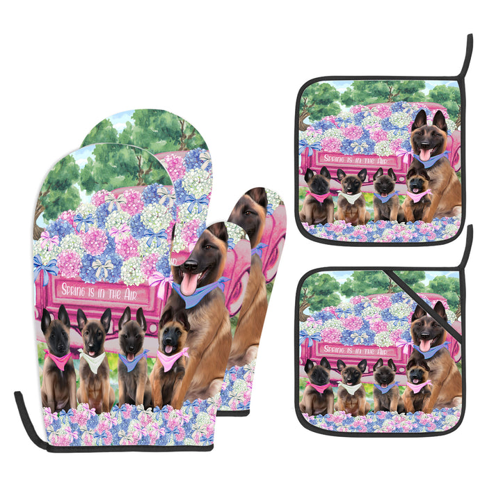 Belgian Malinois Oven Mitts and Pot Holder Set: Explore a Variety of Designs, Personalized, Potholders with Kitchen Gloves for Cooking, Custom, Halloween Gifts for Dog Mom