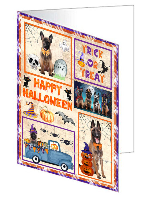 Happy Halloween Trick or Treat Belgian Shepherd Dogs Handmade Artwork Assorted Pets Greeting Cards and Note Cards with Envelopes for All Occasions and Holiday Seasons GCD76406