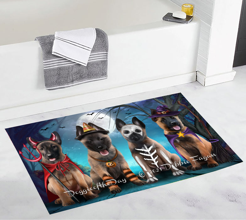 Happy Halloween Trick or Treat Belgian Malinois Dogs Bathroom Rugs with Non Slip Soft Bath Mat for Tub BRUG54889