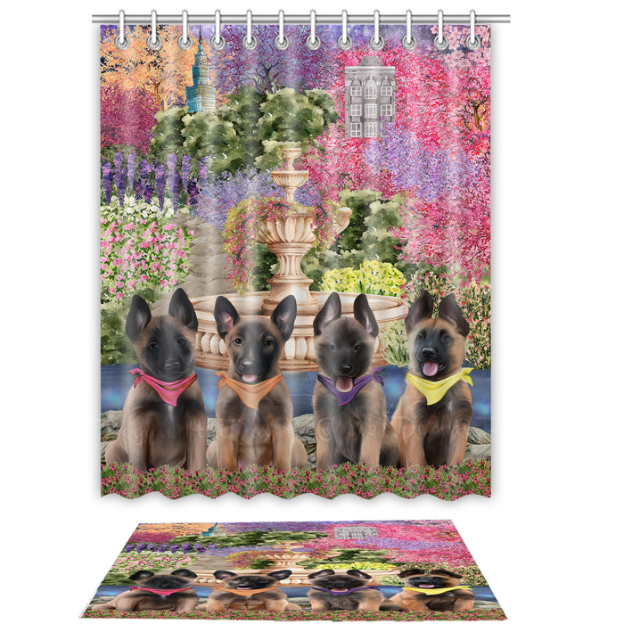 Belgian Malinois Shower Curtain & Bath Mat Set, Custom, Explore a Variety of Designs, Personalized, Curtains with hooks and Rug Bathroom Decor, Halloween Gift for Dog Lovers