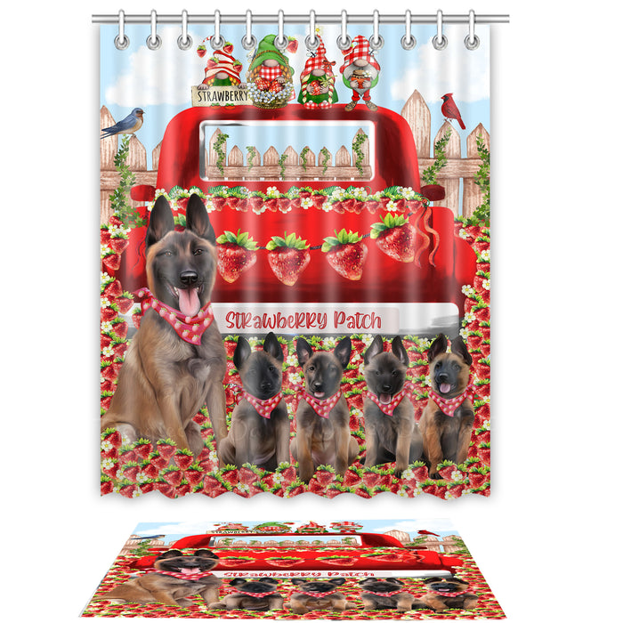 Belgian Malinois Shower Curtain & Bath Mat Set: Explore a Variety of Designs, Custom, Personalized, Curtains with hooks and Rug Bathroom Decor, Gift for Dog and Pet Lovers