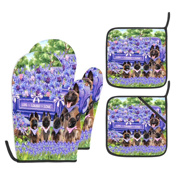 Belgian Malinois Oven Mitts and Pot Holder Set: Explore a Variety of Designs, Custom, Personalized, Kitchen Gloves for Cooking with Potholders, Gift for Dog Lovers