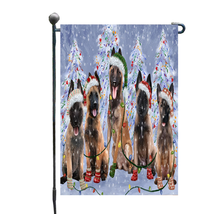 Christmas Lights and Belgian Malinois Dogs Garden Flags- Outdoor Double Sided Garden Yard Porch Lawn Spring Decorative Vertical Home Flags 12 1/2"w x 18"h