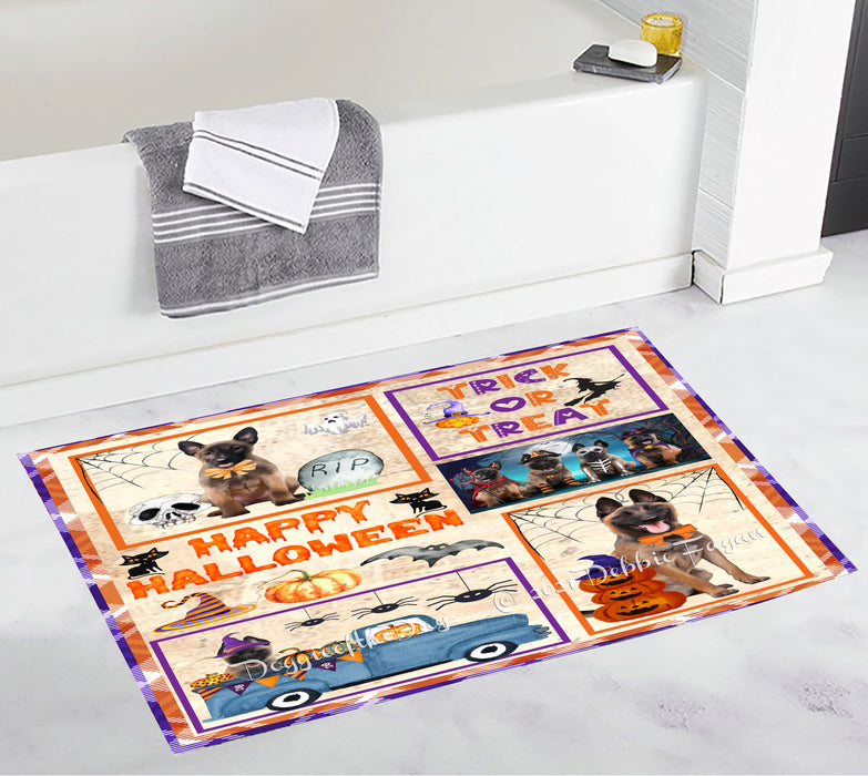 Happy Halloween Trick or Treat Belgian Malinois Dogs Bathroom Rugs with Non Slip Soft Bath Mat for Tub BRUG54589