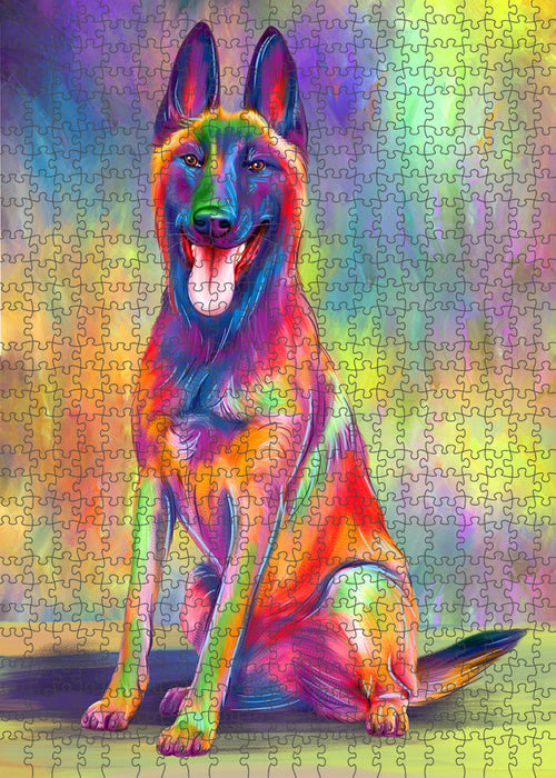 Paradise Wave Belgian Malinoi Dog Portrait Jigsaw Puzzle for Adults Animal Interlocking Puzzle Game Unique Gift for Dog Lover's with Metal Tin Box