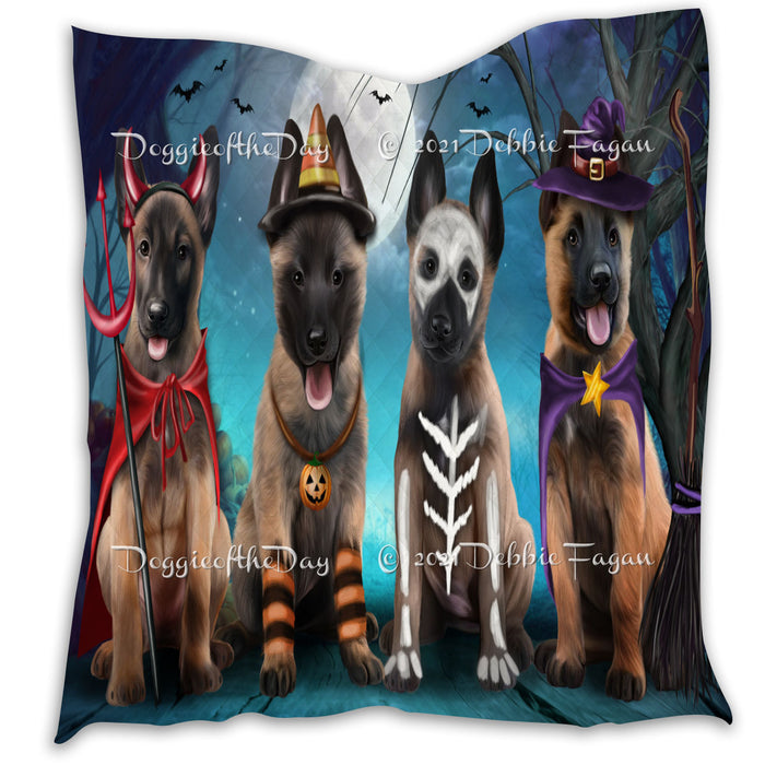 Happy Halloween Trick or Treat Belgian Malinois Dogs Lightweight Soft Bedspread Coverlet Bedding Quilt QUILT60201