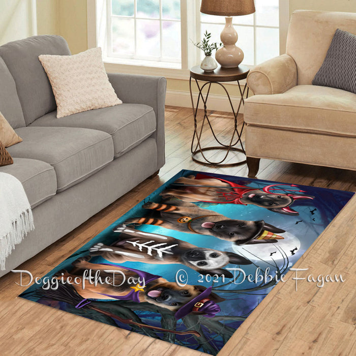 Happy Halloween Trick or Treat Belgian Malinois Dogs Polyester Living Room Carpet Area Rug ARUG66138