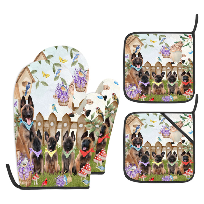 Belgian Malinois Oven Mitts and Pot Holder Set: Explore a Variety of Designs, Personalized, Potholders with Kitchen Gloves for Cooking, Custom, Halloween Gifts for Dog Mom