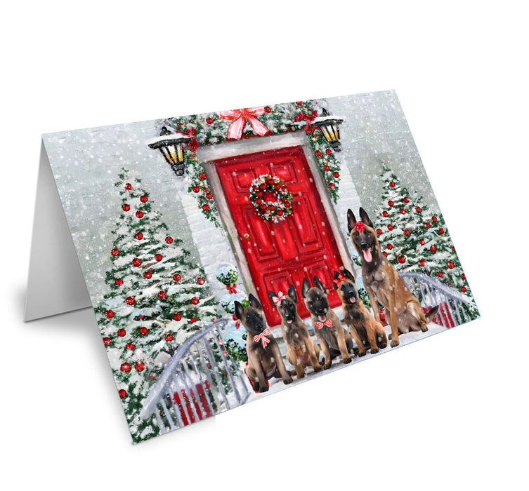 Christmas Holiday Welcome Belgian Malinois Dog Handmade Artwork Assorted Pets Greeting Cards and Note Cards with Envelopes for All Occasions and Holiday Seasons