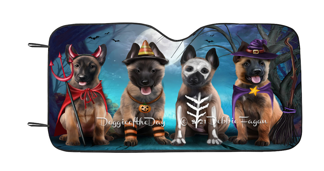 Happy Halloween Trick or Treat Belgian Malinois Dogs Car Sun Shade Cover Curtain