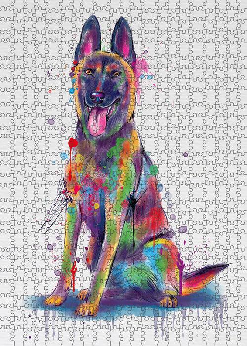 Watercolor Belgian Malinoi Dog Portrait Jigsaw Puzzle for Adults Animal Interlocking Puzzle Game Unique Gift for Dog Lover's