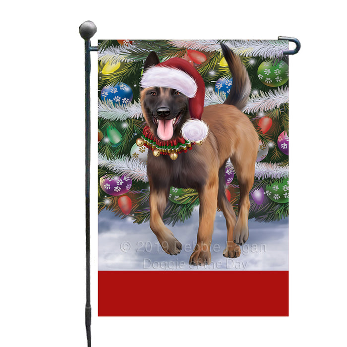 Personalized Trotting in the Snow Belgian Malinois Dog Custom Garden Flags GFLG-DOTD-A60669