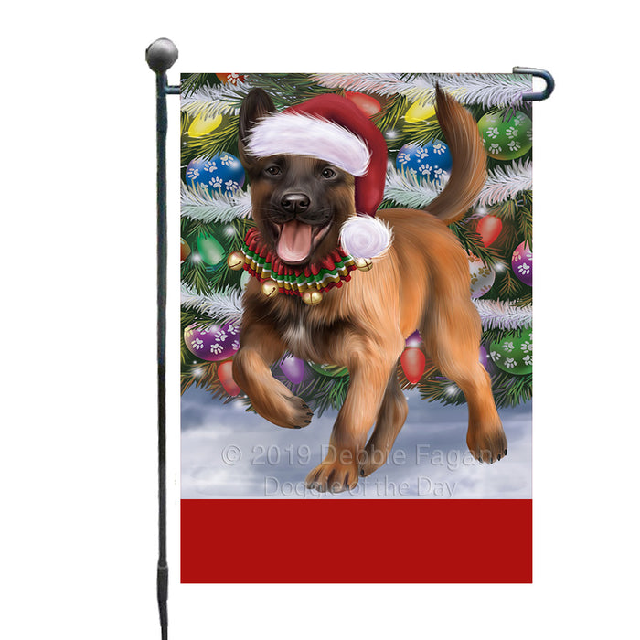 Personalized Trotting in the Snow Belgian Malinois Dog Custom Garden Flags GFLG-DOTD-A60670