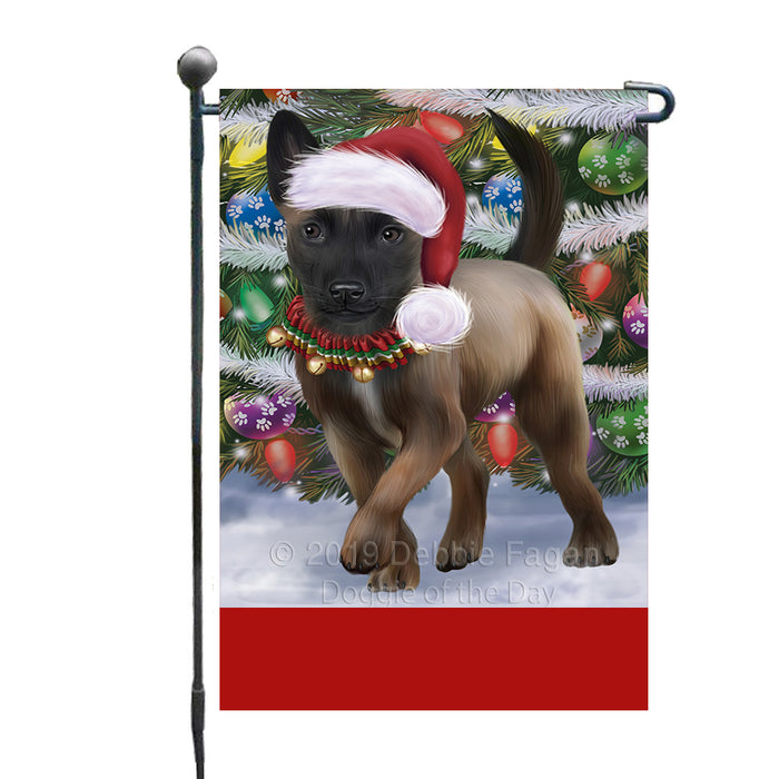 Personalized Trotting in the Snow Belgian Malinois Dog Custom Garden Flags GFLG-DOTD-A60671