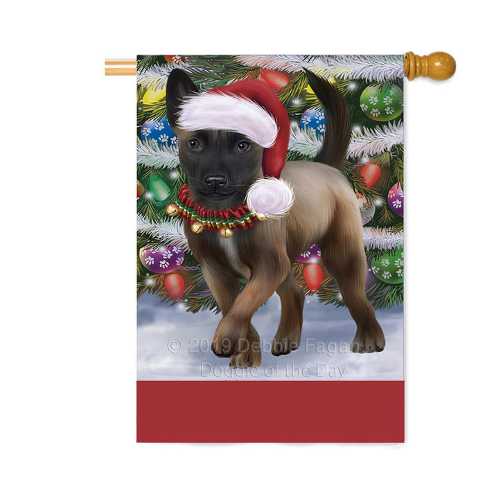 Personalized Trotting in the Snow Belgian Malinois Dog Custom House Flag FLG-DOTD-A60727