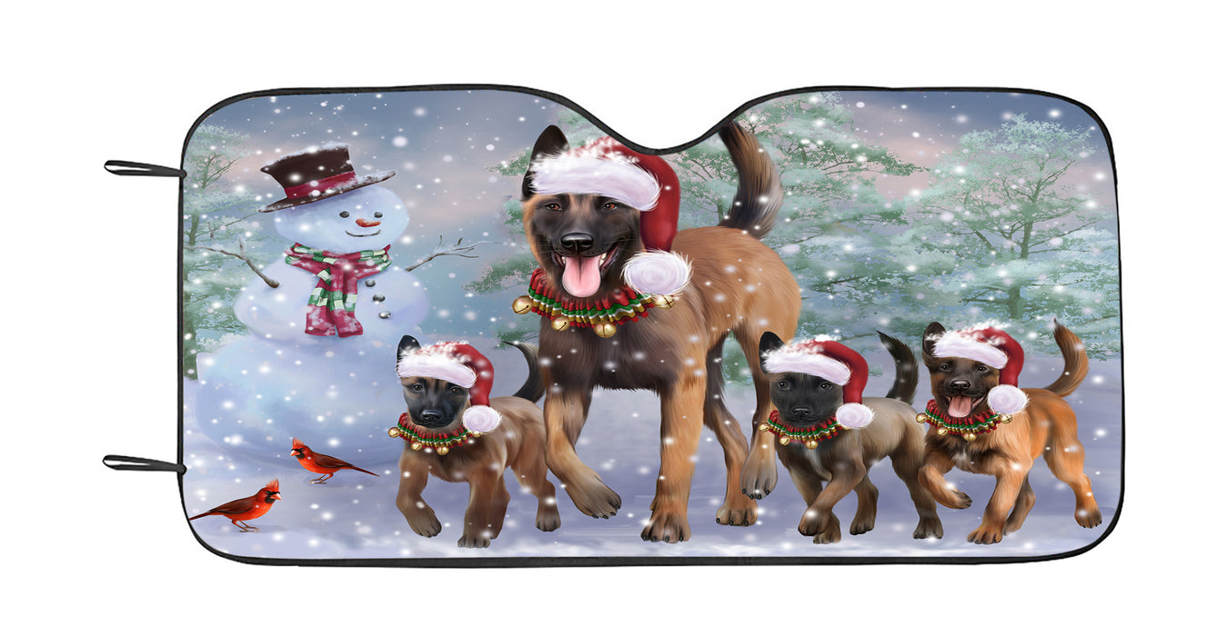 Christmas Running Family Belgian Malinois Dogs Car Sun Shade