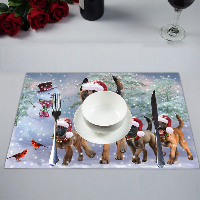 Christmas Running Fammily Belgian Malinois Dogs Placemat