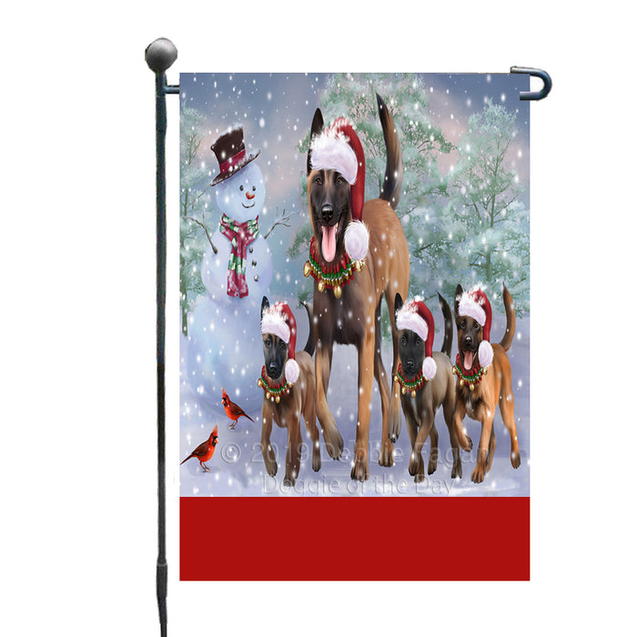 Personalized Christmas Running Family Belgian Malinois Dogs Custom Garden Flags GFLG-DOTD-A60316