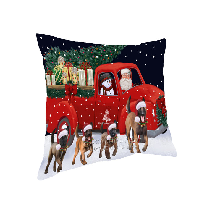 Christmas Express Delivery Red Truck Running Belgian Malinois Dogs Pillow PIL85988