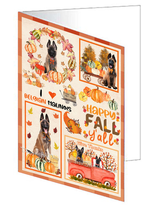 Happy Fall Y'all Pumpkin Belgian Malinois Dogs Handmade Artwork Assorted Pets Greeting Cards and Note Cards with Envelopes for All Occasions and Holiday Seasons GCD76913