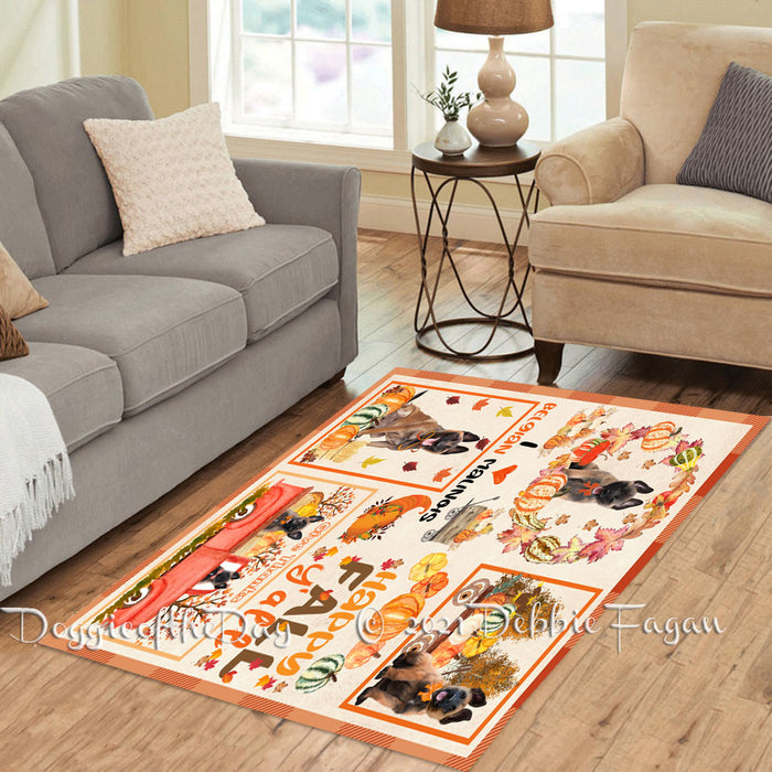 Happy Fall Y'all Pumpkin Belgian Malinois Dogs Polyester Living Room Carpet Area Rug ARUG66628