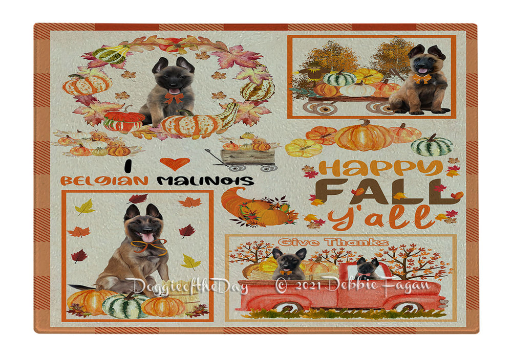 Happy Fall Y'all Pumpkin Belgian Malinois Dogs Cutting Board - Easy Grip Non-Slip Dishwasher Safe Chopping Board Vegetables C79789