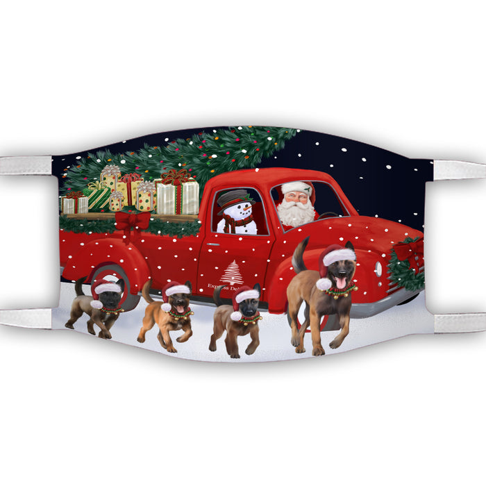 Christmas Express Delivery Red Truck Running Belgian Malinois Dogs Face Mask FM49845