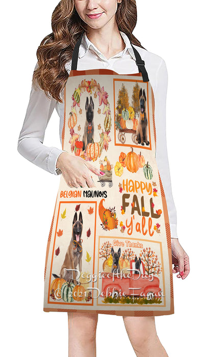 Happy Fall Y'all Pumpkin Belgian Malinois Dogs Cooking Kitchen Adjustable Apron Apron49180