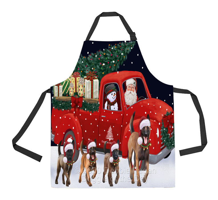 Christmas Express Delivery Red Truck Running Belgian Malinois Dogs Apron Apron-48102