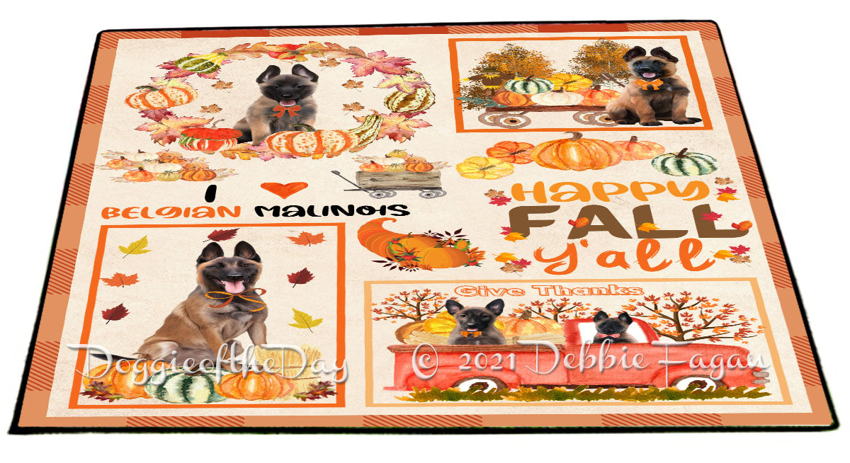 Happy Fall Y'all Pumpkin Belgian Malinois Dogs Indoor/Outdoor Welcome Floormat - Premium Quality Washable Anti-Slip Doormat Rug FLMS58540