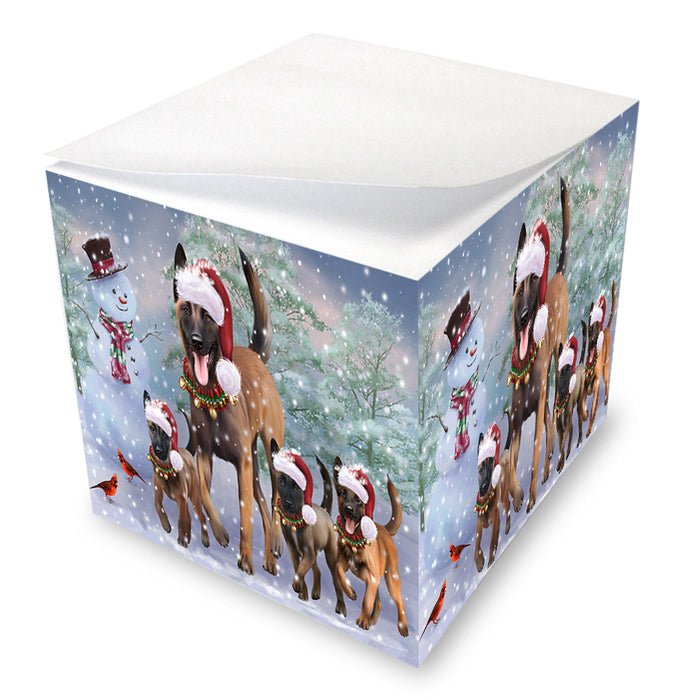 Christmas Running Family Belgian Malinoises Dog Note Cube NOC53808