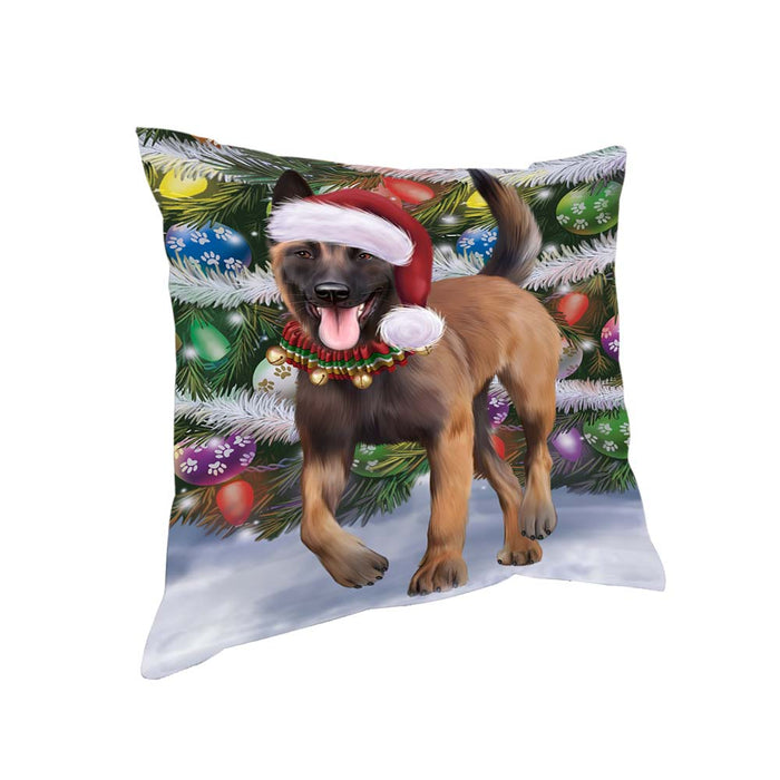 Trotting in the Snow Belgian Malinoise Dog Pillow PIL70576