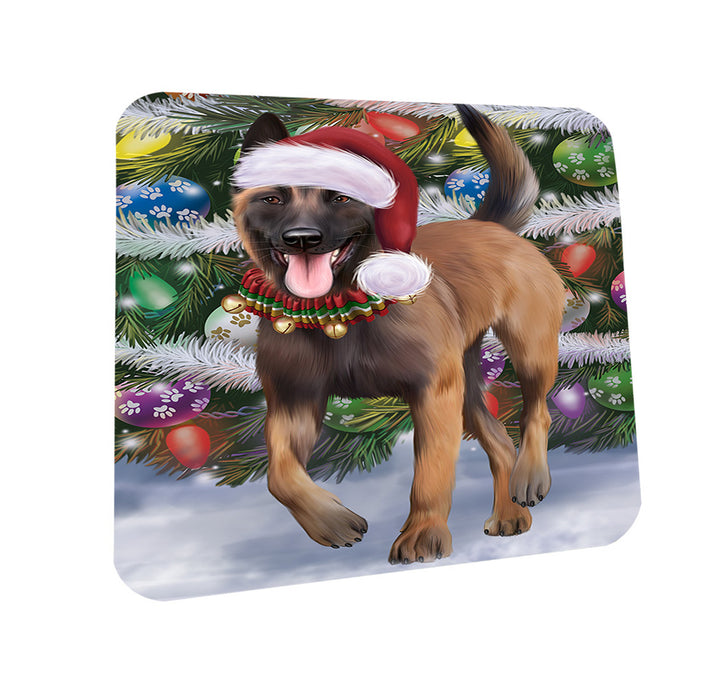 Trotting in the Snow Belgian Malinoise Dog Coasters Set of 4 CST55370