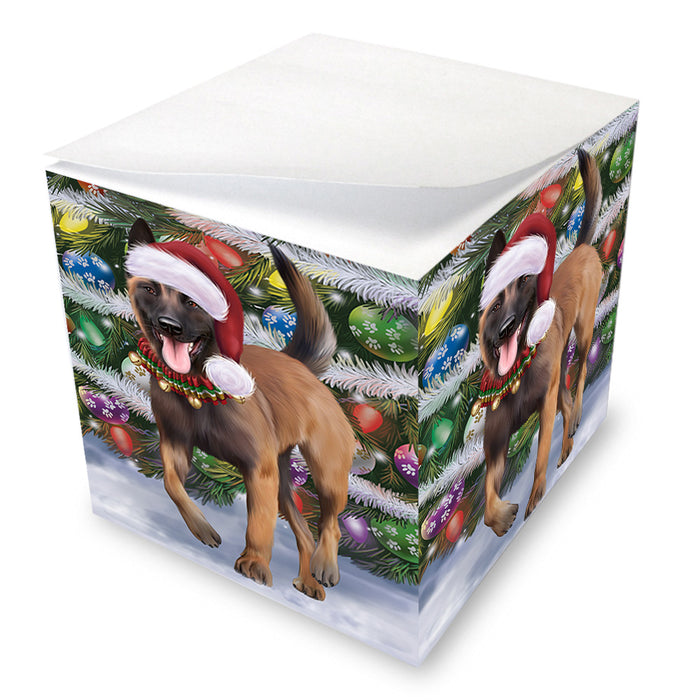 Trotting in the Snow Belgian Malinoise Dog Note Cube NOC53758