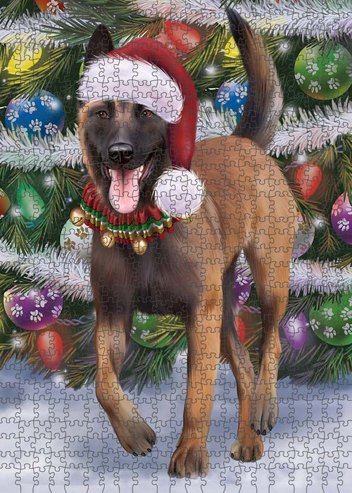 Trotting in the Snow Belgian Malinoise Dog Puzzle  PUZL89852