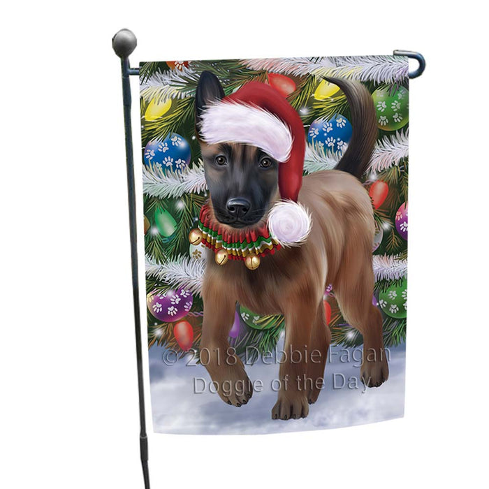 Trotting in the Snow Belgian Malinoise Dog Garden Flag GFLG55706