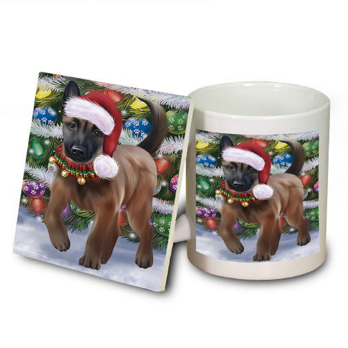 Trotting in the Snow Belgian Malinoise Dog Mug and Coaster Set MUC55405