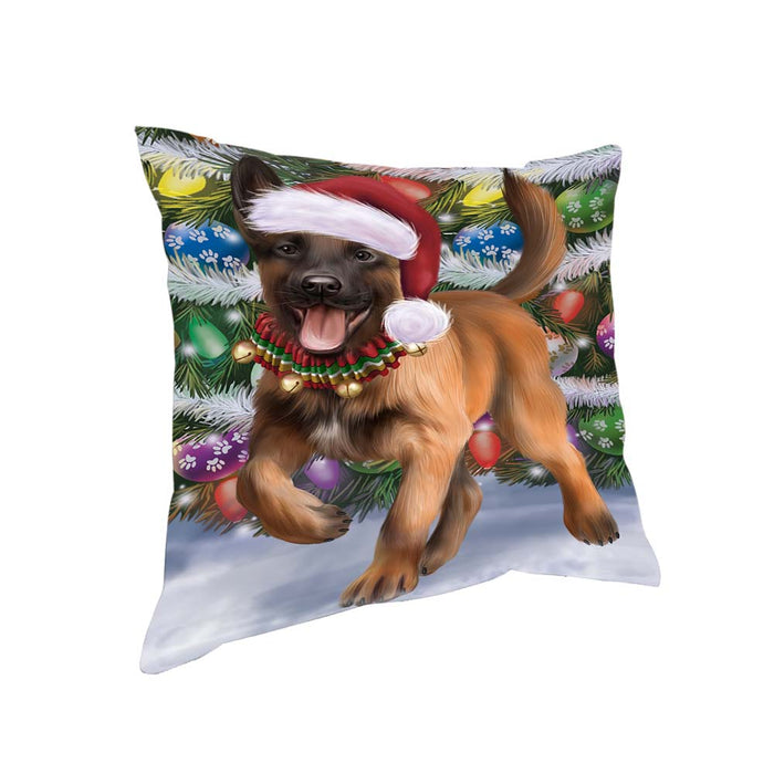 Trotting in the Snow Belgian Malinoise Dog Pillow PIL70584